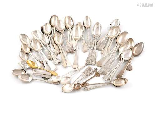 A mixed lot of silver teaspoons, various dates and…