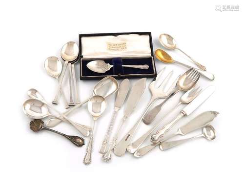 A mixed lot of silver flatware, various dates and …