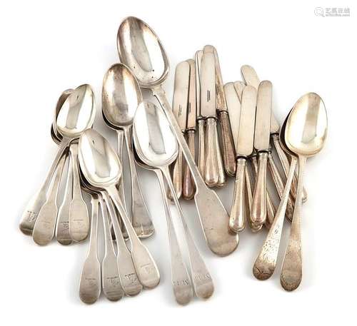 A mixed lot of silver flatware, various dates and …