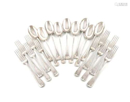 A set of ten old English pattern table forks, by M…