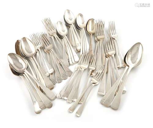 A mixed lot of silver Old English pattern flatware…