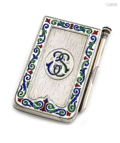 An Edwardian silver and enamel aide memoire, by Jo…