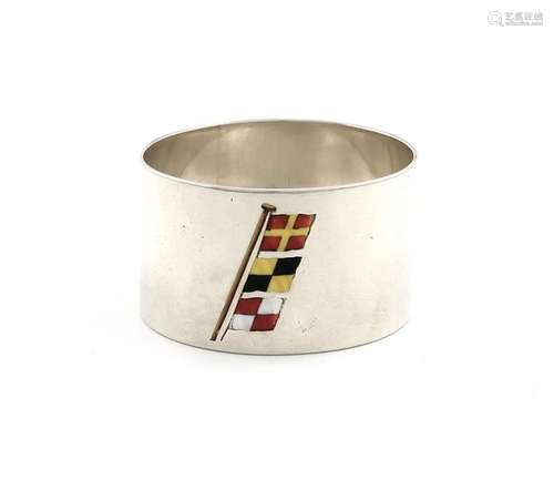 A silver and enamel napkin ring, by S.B, Sheffield…