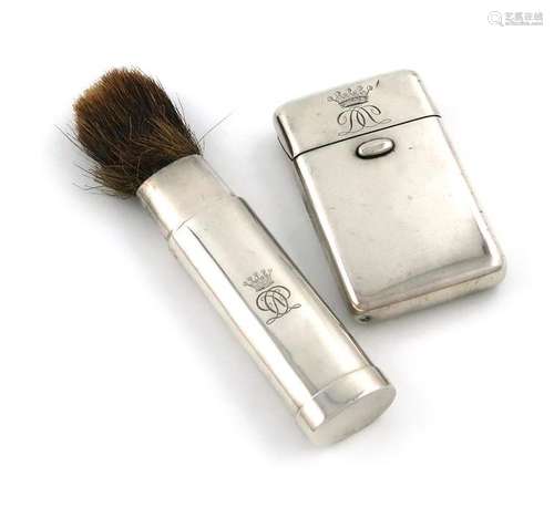 An Edwardian silver travelling shaving brush, by C…