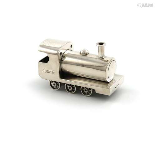 By Sarah Jones, a modern silver miniature train, L…