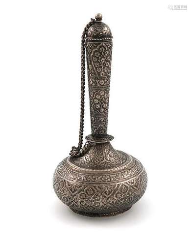 A silver rosewater holder, unmarked, possibly Pers…