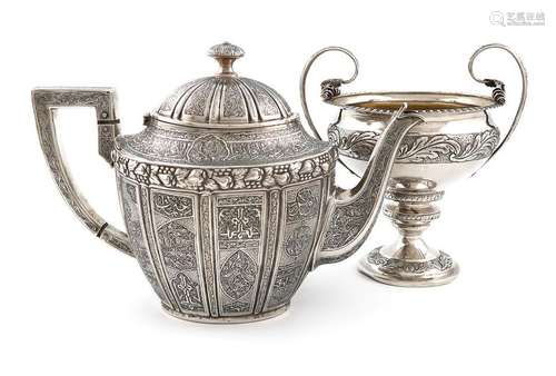 A 19th century Norwegian silver two handled sugar …