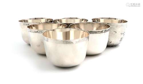 A set of six American reproduction silver tumbler …