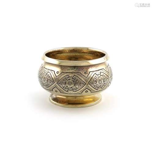 A 19th century Russian silver gilt salt cellar, as…