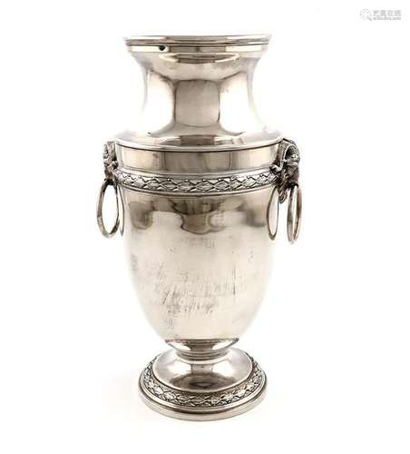 A French silver two handled vase, by Tirbour, urn …