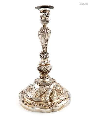 A large 19th century German silver candlestick / c…