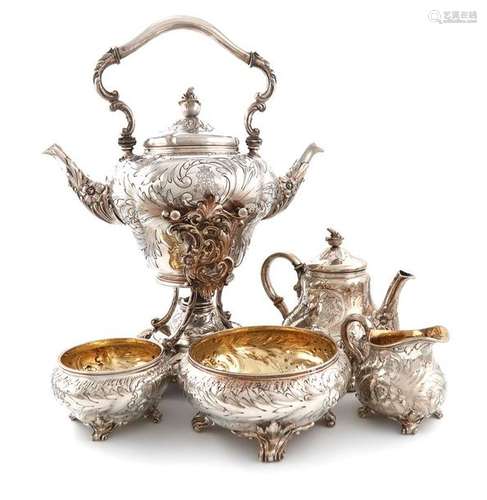 ΛA continental five piece silver tea set, by Wilke…