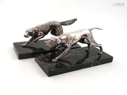 Two modern Israeli metalware figures of dogs, mode…