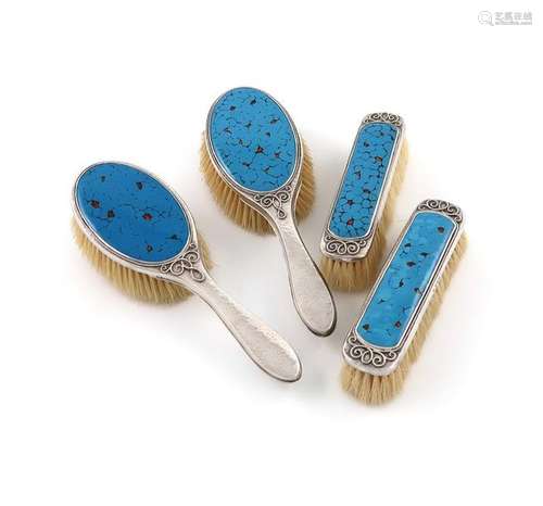 By Bernard Instone, a pair of silver and enamel ha…