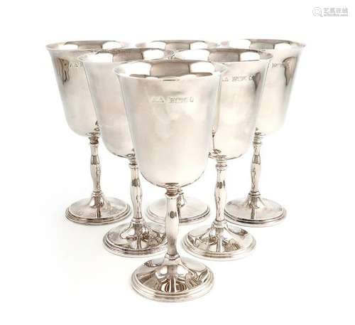 A set of six modern silver goblets, by Cavalier Ta…