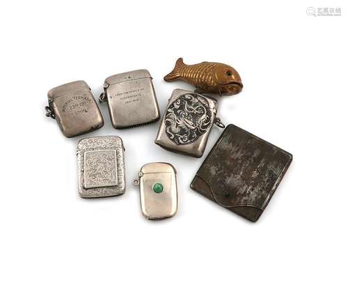 A collection of silver vesta cases, comprising: an…