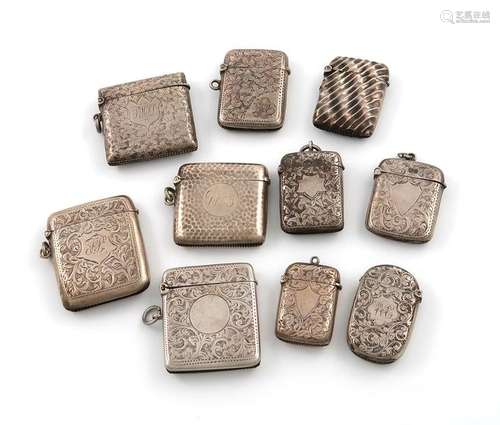 A collection of ten silver vesta cases, various da…