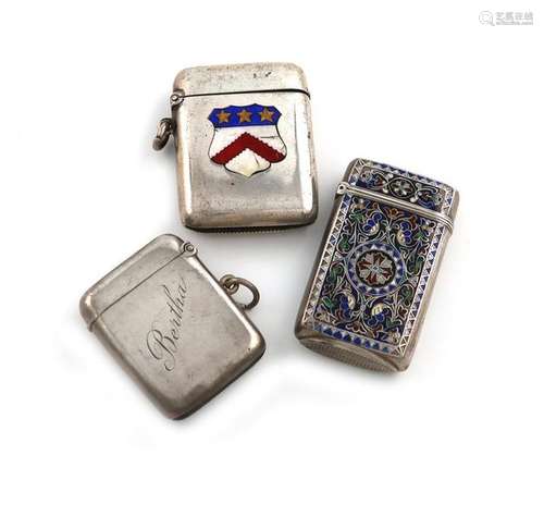 A Norwegian silver and enamel vesta case, rectangu…