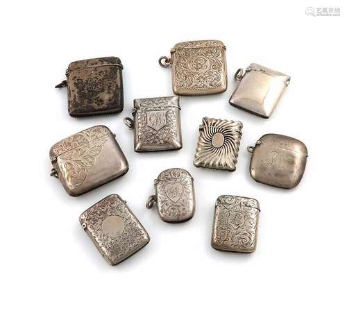 A collection of ten silver vesta cases, various da…