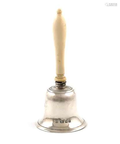 ΛA silver and ivory table bell, by R. Comyns, Lond…