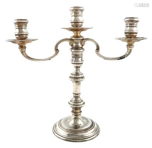 A modern silver three light candelabrum, by R. Com…