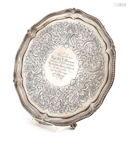 A George III presentation silver salver, over stam…