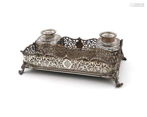 A Victorian silver inkstand, by George Fox, London…