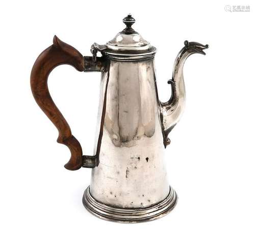 A silver coffee pot, with cancelled marks (case no…