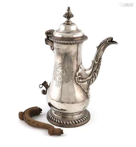 A George III silver coffee pot, maker's mark parti…