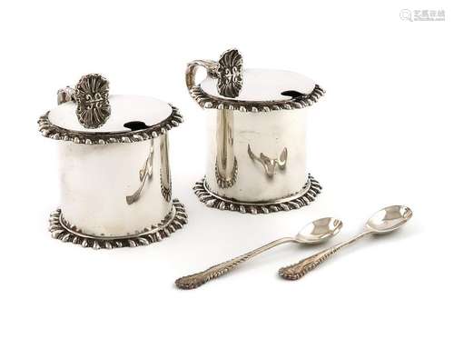 A pair of silver mustard pot, by Charles Piling, L…