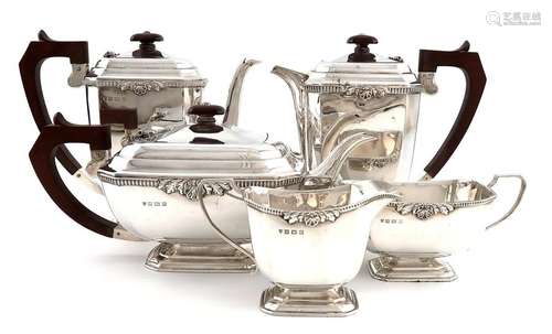 A modern five piece silver tea and coffee set, by …