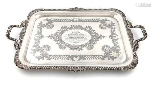 An Edwardian silver two handled tray, by the Deaki…