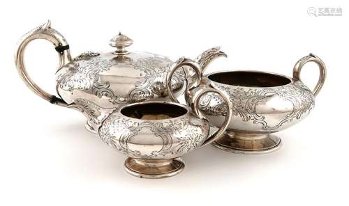 A three piece Victorian silver tea set, by The Bar…