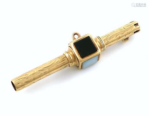 A Victorian novelty gold slide action pencil, Bram…