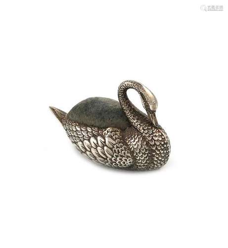 An Edwardian novelty silver swan pin cushion, by A…