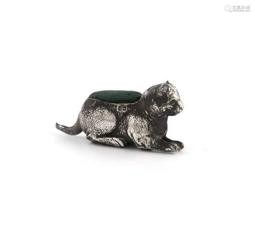 A novelty silver cat pin cushion, by W J Myatt & C…