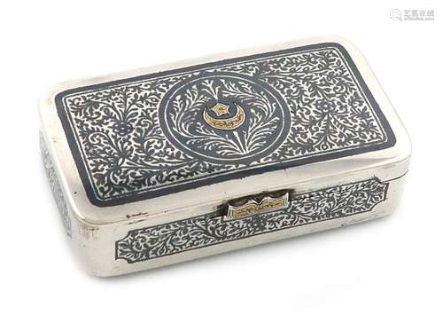 An Islamic silver and niello work snuff box, appar…