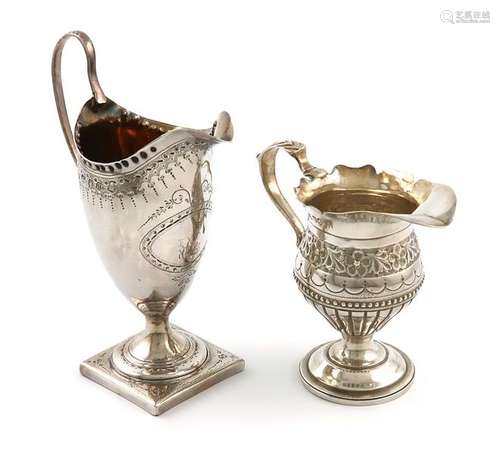 A George III silver cream jug, maker's mark worn, …