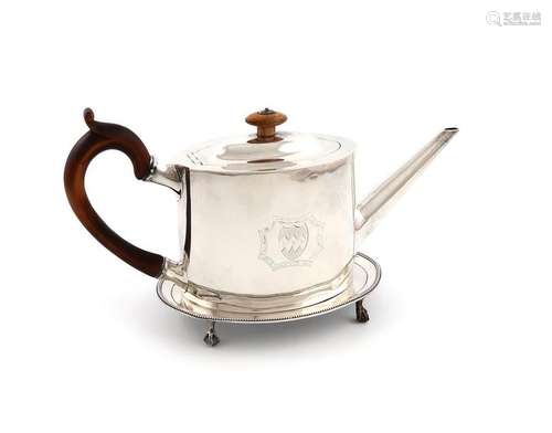 ΛA George III silver teapot and associated stand, …