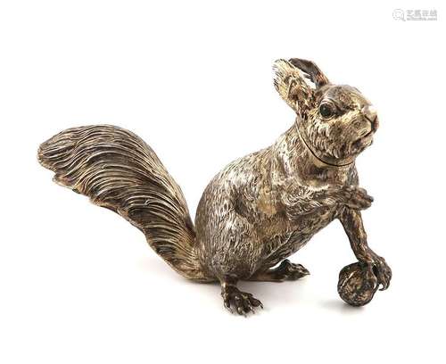 A German silver gilt model of a squirrel, early 20…