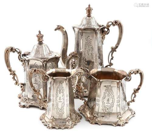 ΛA four piece Victorian silver tea and coffee set,…