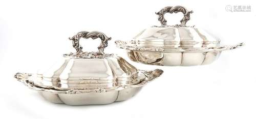 A pair of early Victorian silver entrée dishes and…