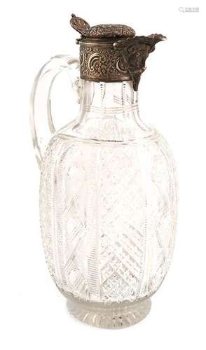 A Victorian silver mounted cut glass claret jug, b…