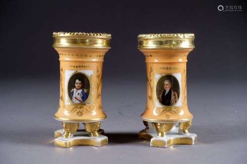 Pair of small Empire glasses. Claw foot placed on …