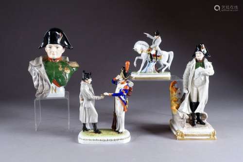 Four Statuettes. Figuring Napoleon in a bust, on h…