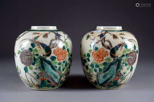 Nanking. Pair of jars decorated in mirror and each…