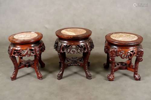 Three Sockets. On a marble shelf. Carved and openw…