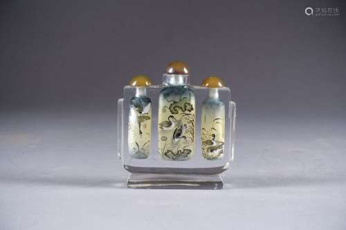 Triple snuffbox. With bottles decorated with ename…