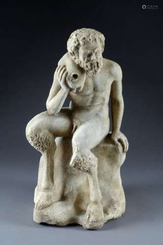 Satyr sitting. The left hand resting on a rock, th…