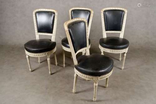 Suite of four Louis XVI period chairs. Files carve…